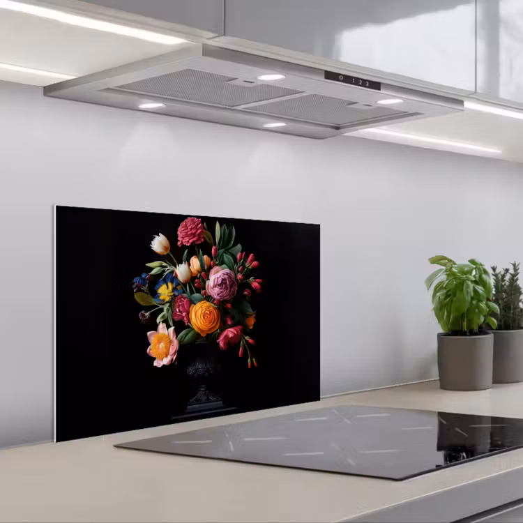 Spatscherm keuken - Boeket - Romantisch - Kleurrijk — 1