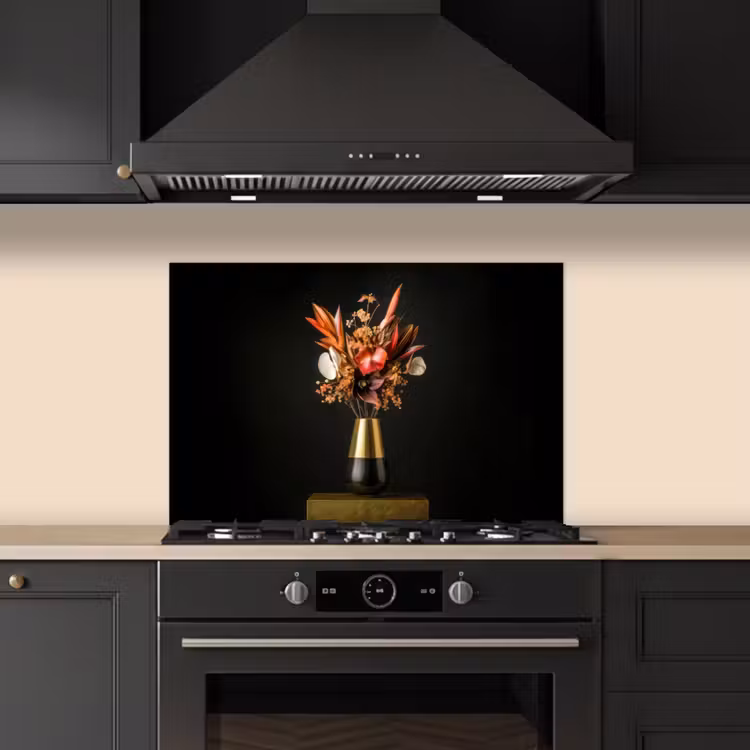 Spatscherm keuken - Exotisch - Boeket - Vaas - Goud — 5