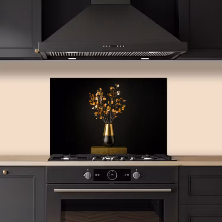 Spatscherm keuken - Goudbruine - Bladeren - Vaas - Herfstachtig — 5