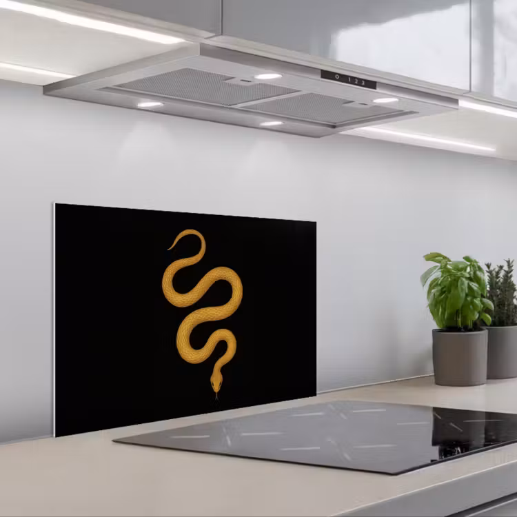 Spatscherm keuken - Slang - Minimalistisch - Goud — 1
