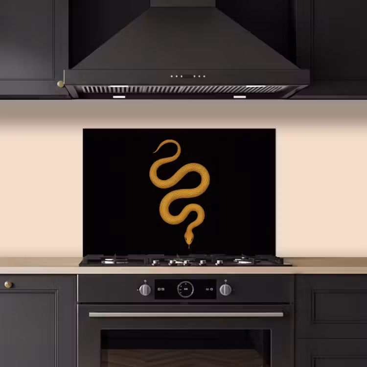 Spatscherm keuken - Slang - Minimalistisch - Goud — 5