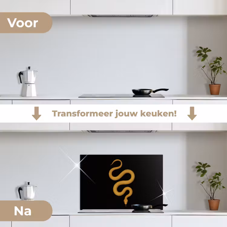 Spatscherm keuken - Slang - Minimalistisch - Goud — 7