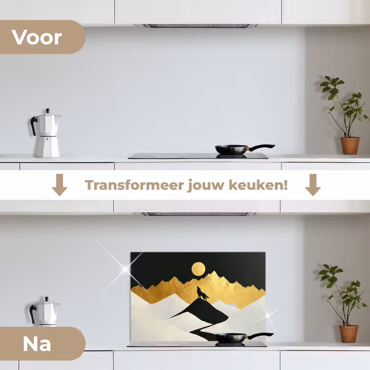Spatscherm keuken - Wolf - Bergen - Maan - Zwart — 7