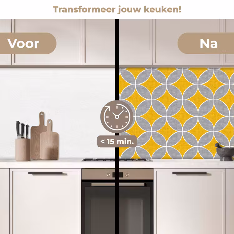 Keuken achterwand - Geometrisch - Cirkels - Textuur - Grijs - Geel — 3