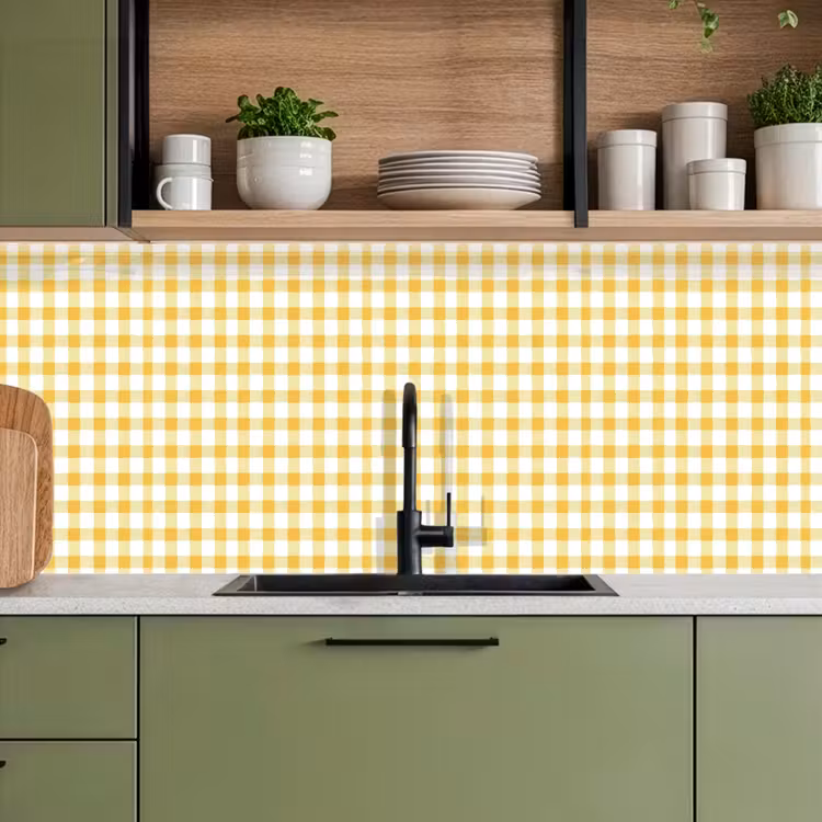 Keuken achterwand - Ruit - Gingham - Klassiek - Geel en Wit — 7