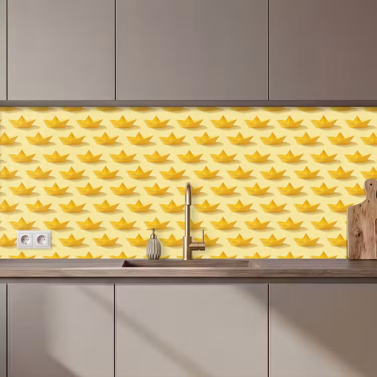 Keuken achterwand - Bootjes - Origami - Creatief - Geel — 1