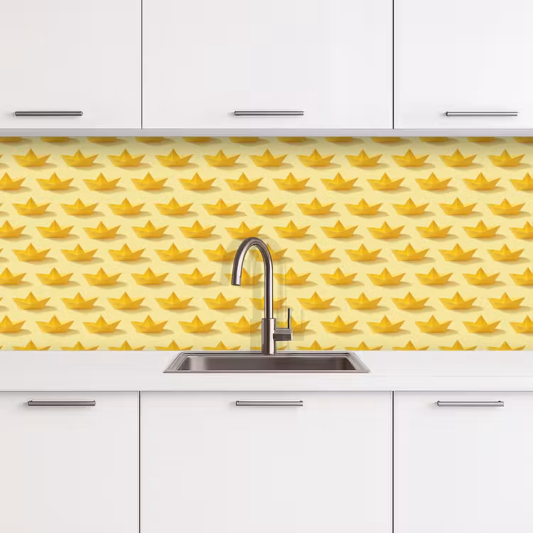 Keuken achterwand - Bootjes - Origami - Creatief - Geel — 4