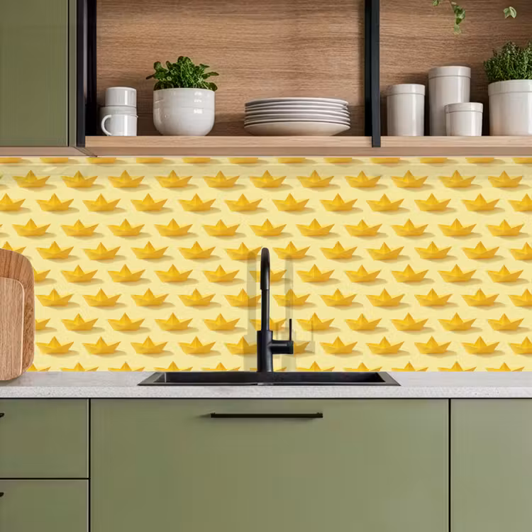 Keuken achterwand - Bootjes - Origami - Creatief - Geel — 7