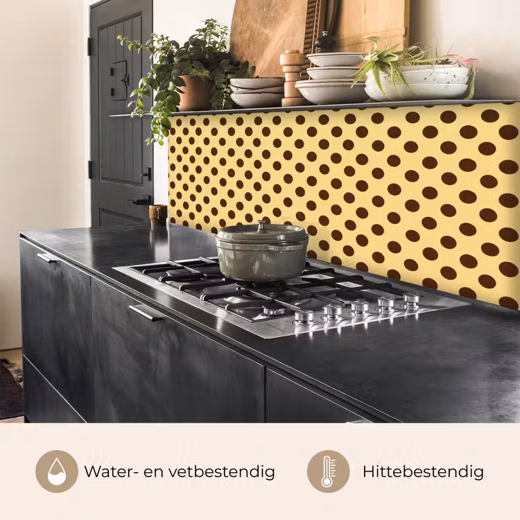Keuken achterwand - Polka Dot - Stippen - Retro - Geel - Bruin — 5