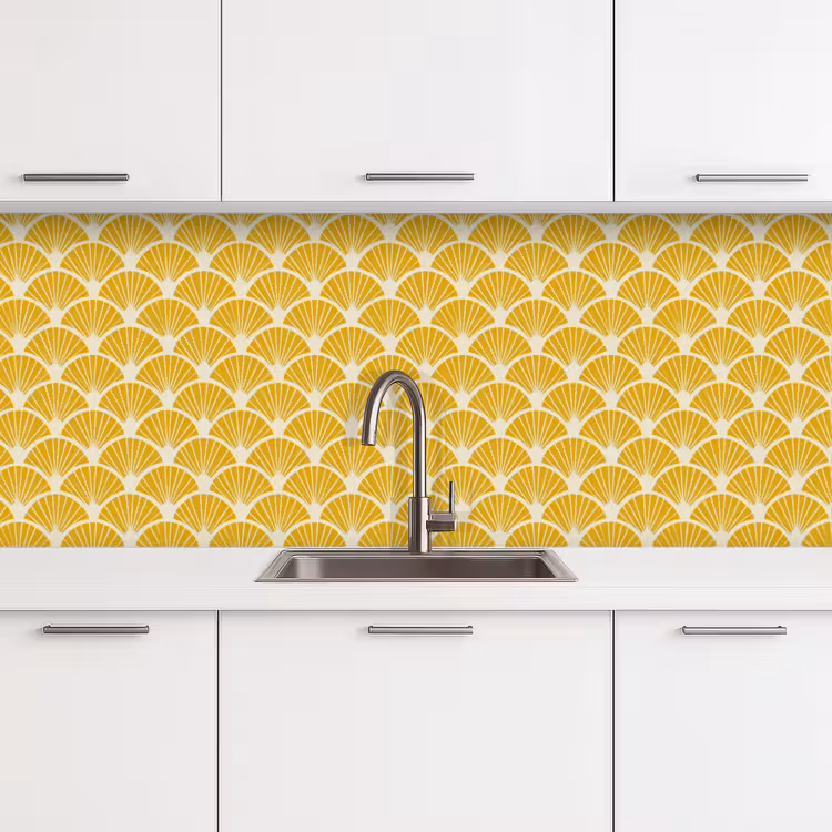 Keuken achterwand - Waaiers - Art Deco - Retro - Okergeel — 4