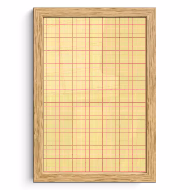 Poster met lijst - Ruitjes - Grid - Minimalistisch - Geel - Roze — 1