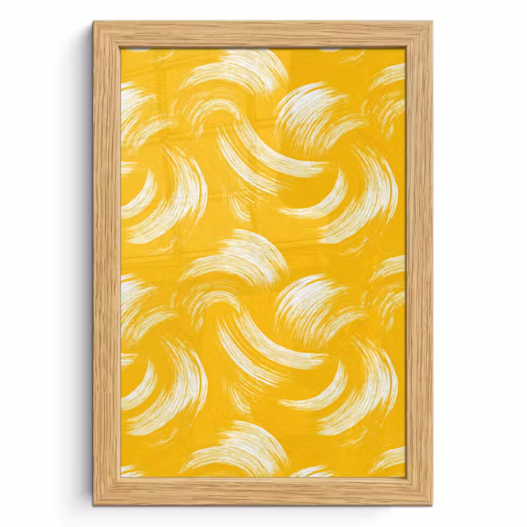 Poster met lijst - Verfstreken - Abstract - Dynamisch - Geel — 1
