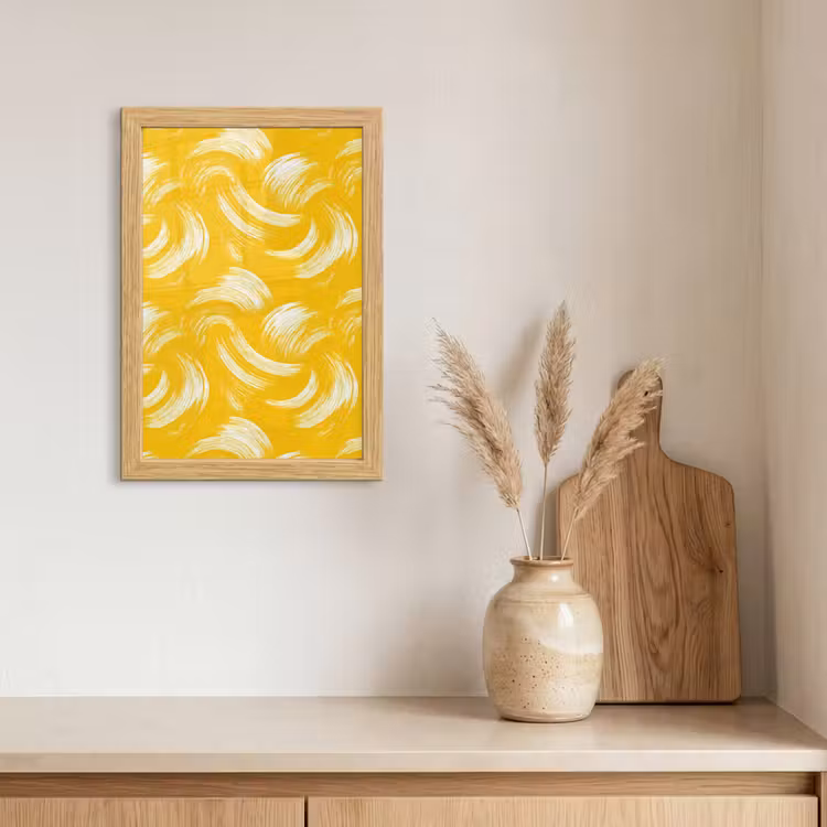 Poster met lijst - Verfstreken - Abstract - Dynamisch - Geel — 3