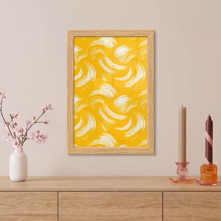 Poster met lijst - Verfstreken - Abstract - Dynamisch - Geel — 5