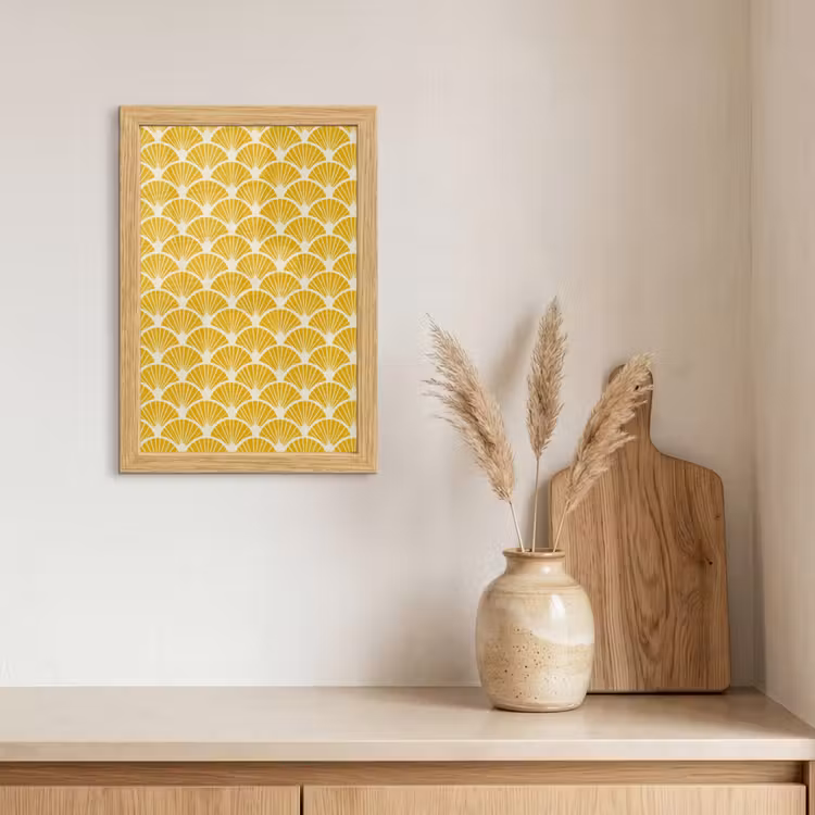 Poster met lijst - Waaiers - Art Deco - Retro - Okergeel — 3