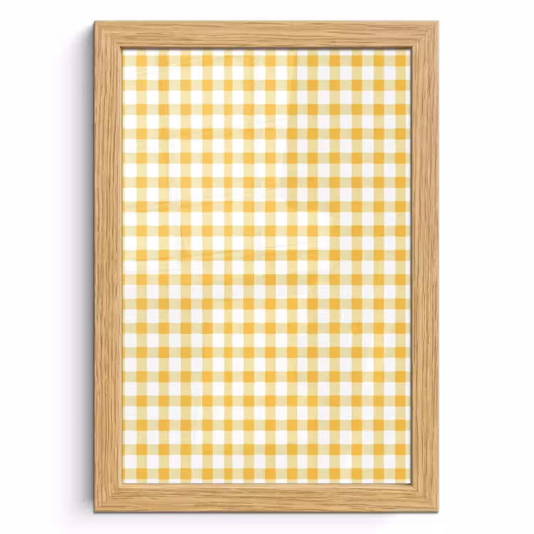 Poster met lijst - Ruit - Gingham - Klassiek - Geel en Wit — 1