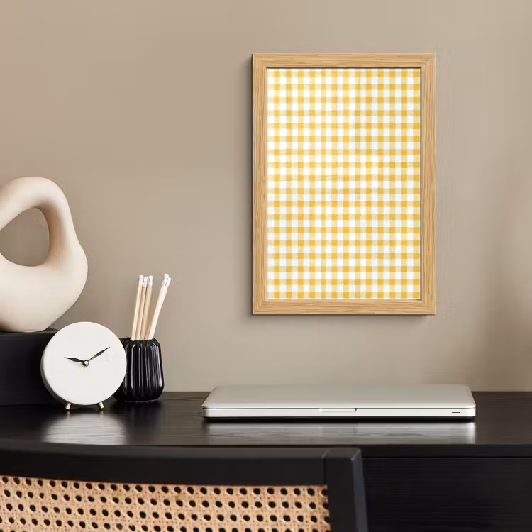 Poster met lijst - Ruit - Gingham - Klassiek - Geel en Wit — 2