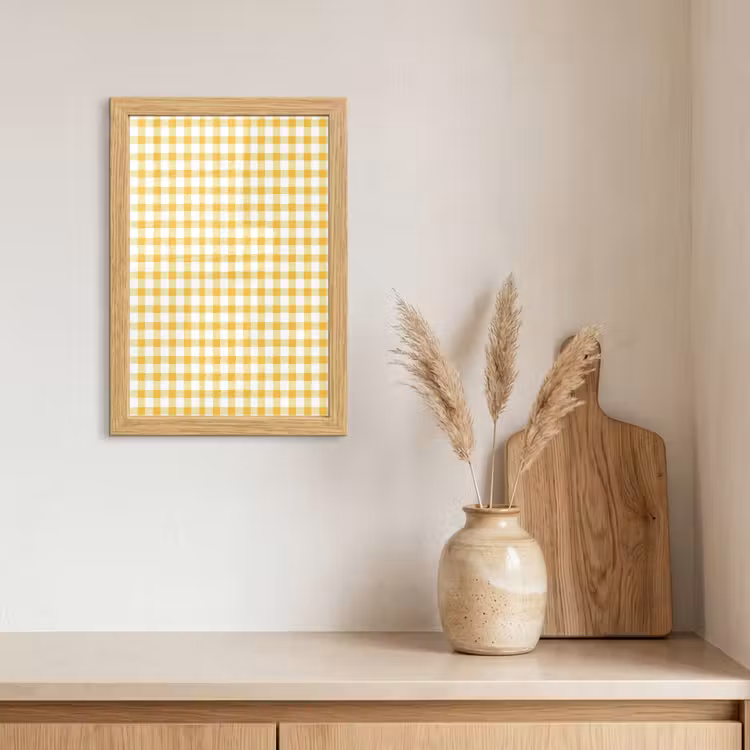 Poster met lijst - Ruit - Gingham - Klassiek - Geel en Wit — 3