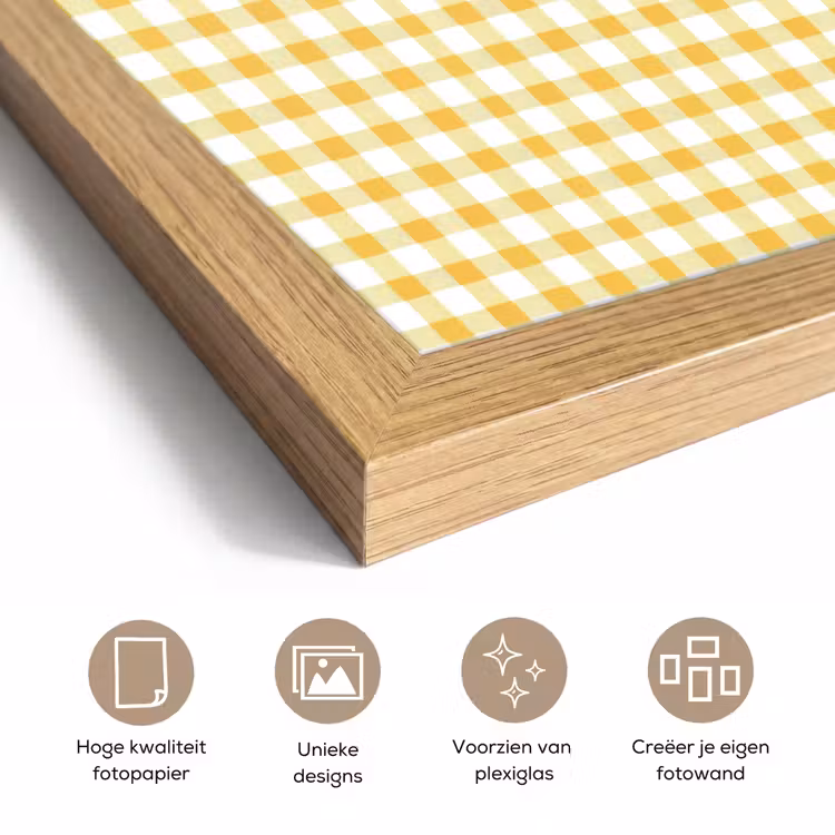Poster met lijst - Ruit - Gingham - Klassiek - Geel en Wit — 6