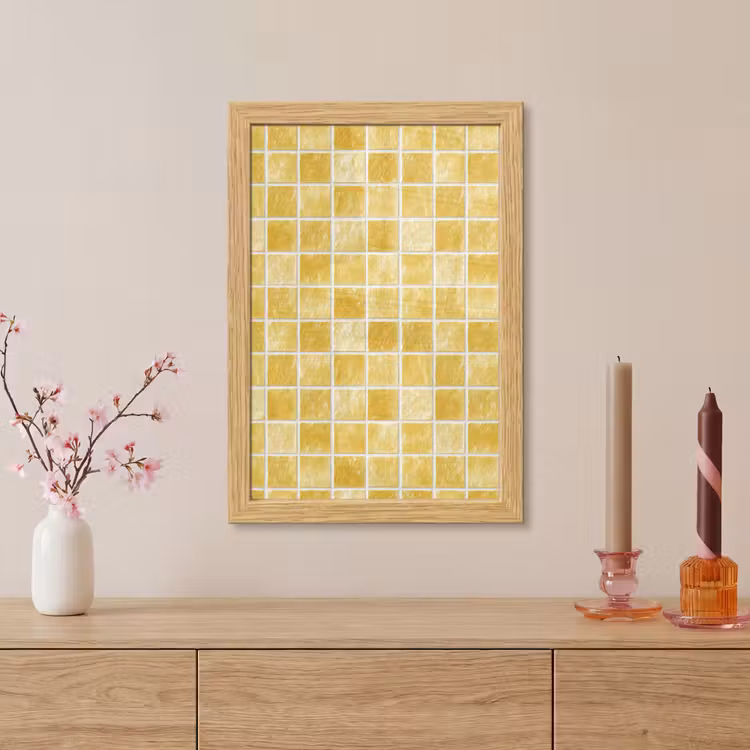Poster met lijst - Tegels - Mozaïek - Textuur - Goudgeel — 5