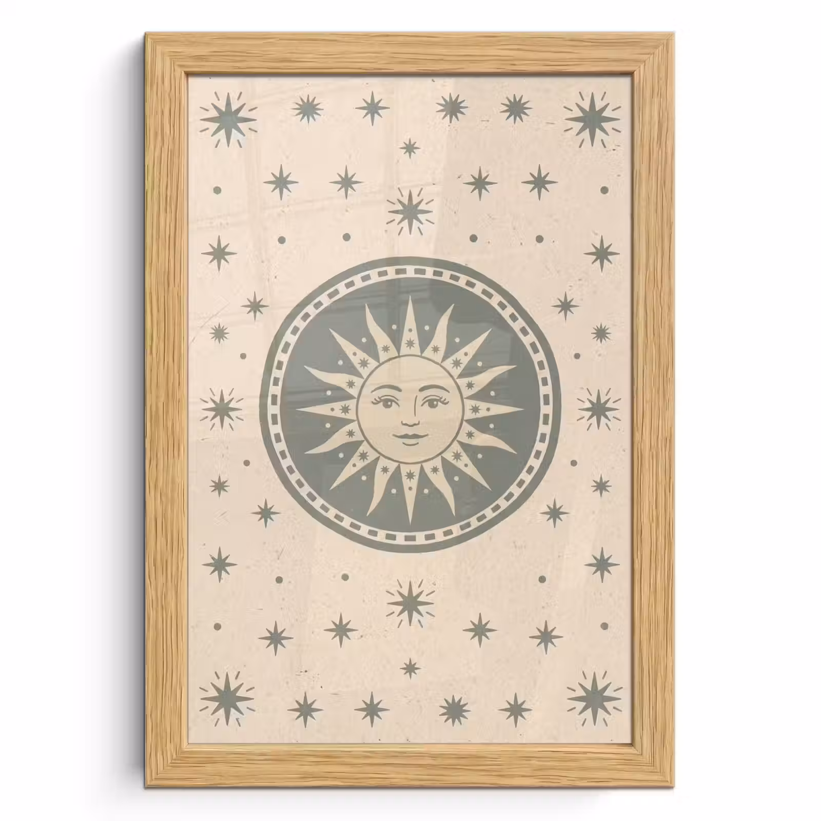 Poster met lijst - Zon - Sterren - Astrologie - Vintage - Groen — 1