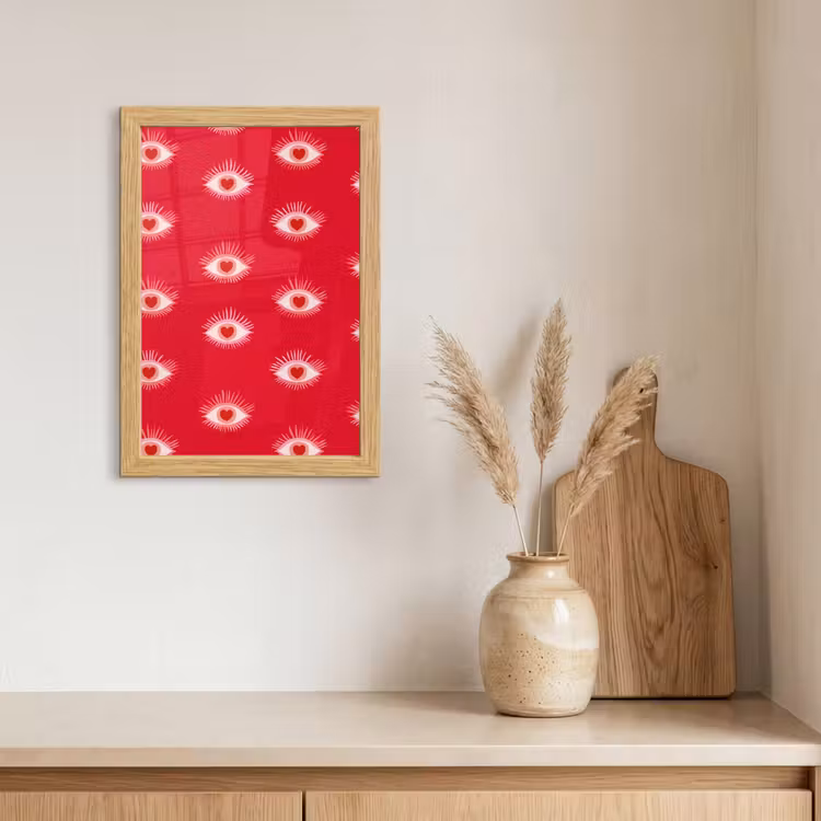 Poster met lijst - Ogen - Hart - Abstract - Rood - Roze — 3