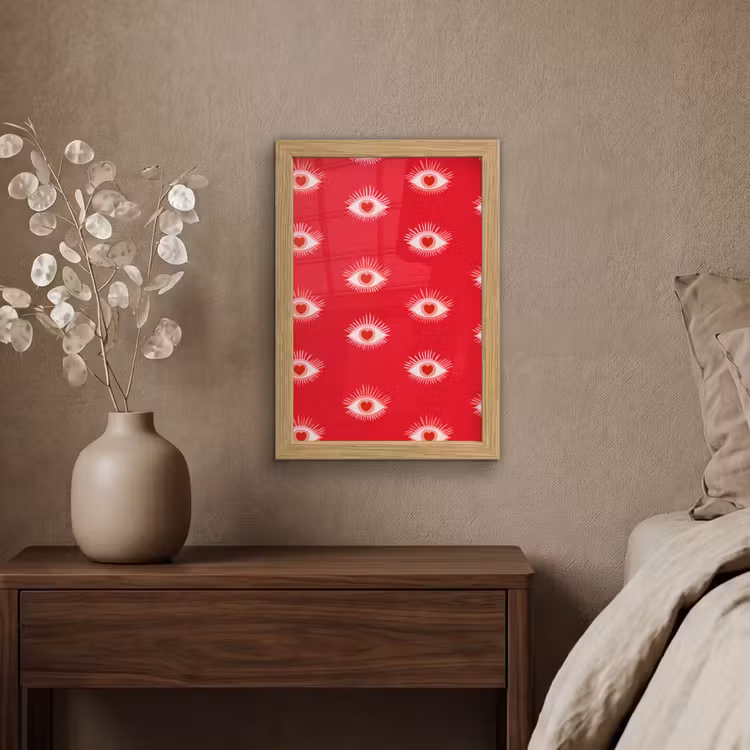 Poster met lijst - Ogen - Hart - Abstract - Rood - Roze — 4