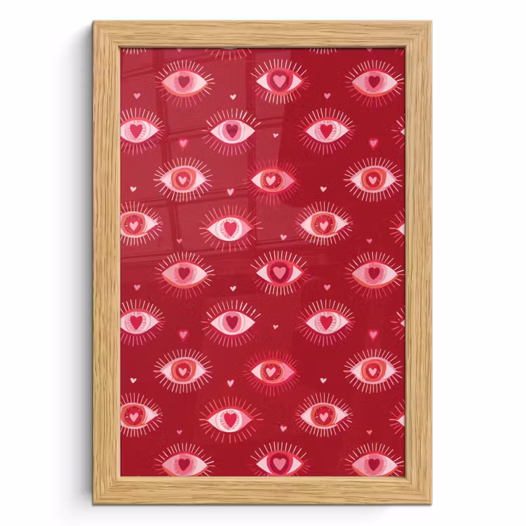 Poster met lijst - Ogen - Patroon - Roze - Donkerrood — 1