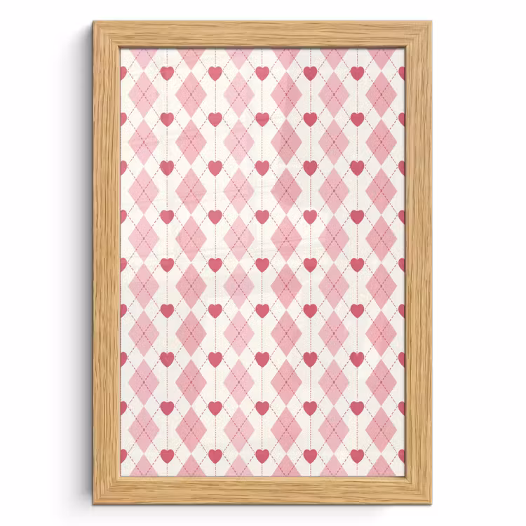 Poster met lijst - Ruiten - Klassiek - Roze - Wit — 1