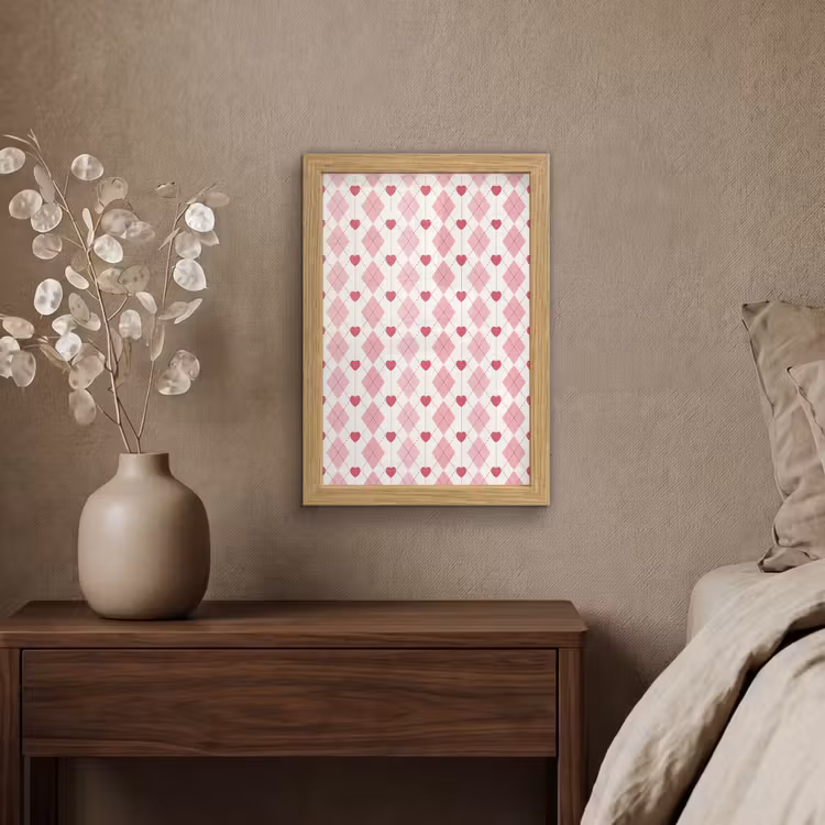 Poster met lijst - Ruiten - Klassiek - Roze - Wit — 4
