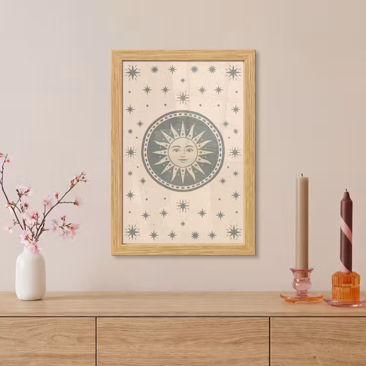 Poster met lijst - Zon - Sterren - Astrologie - Vintage - Groen — 5