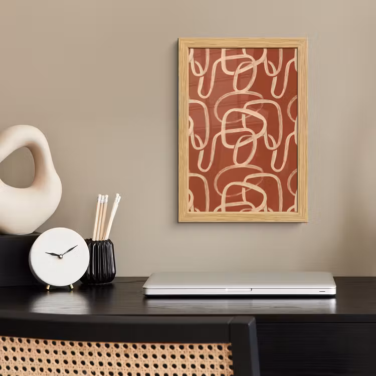 Poster met lijst - Lijnen - Abstract - Organisch - Terracotta - Crème — 2