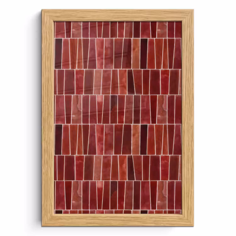 Poster met lijst - Tegels - Modern - Structuur - Dieprood — 1
