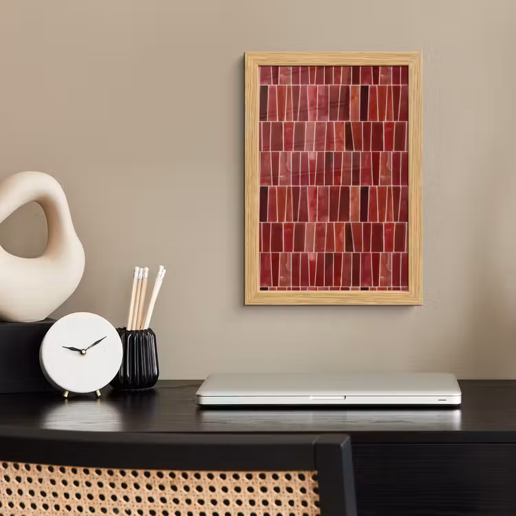 Poster met lijst - Tegels - Modern - Structuur - Dieprood — 2