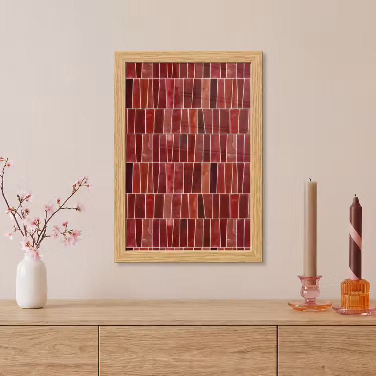 Poster met lijst - Tegels - Modern - Structuur - Dieprood — 5