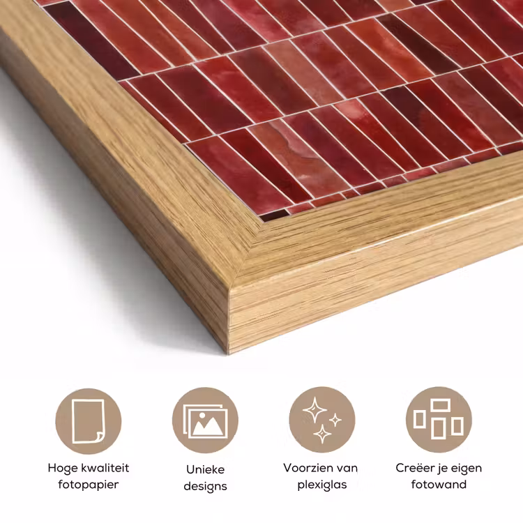Poster met lijst - Tegels - Modern - Structuur - Dieprood — 6