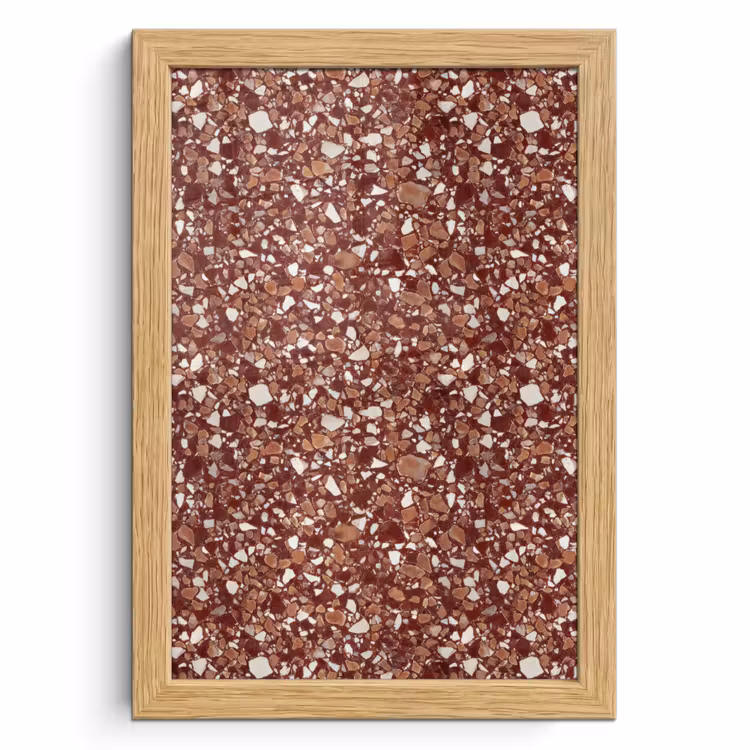 Poster met lijst - Terrazzo - Patroon - Steentextuur - Roodbruin — 1