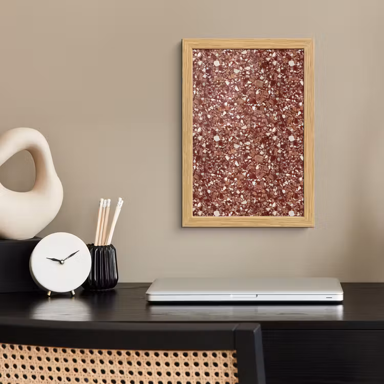 Poster met lijst - Terrazzo - Patroon - Steentextuur - Roodbruin — 2