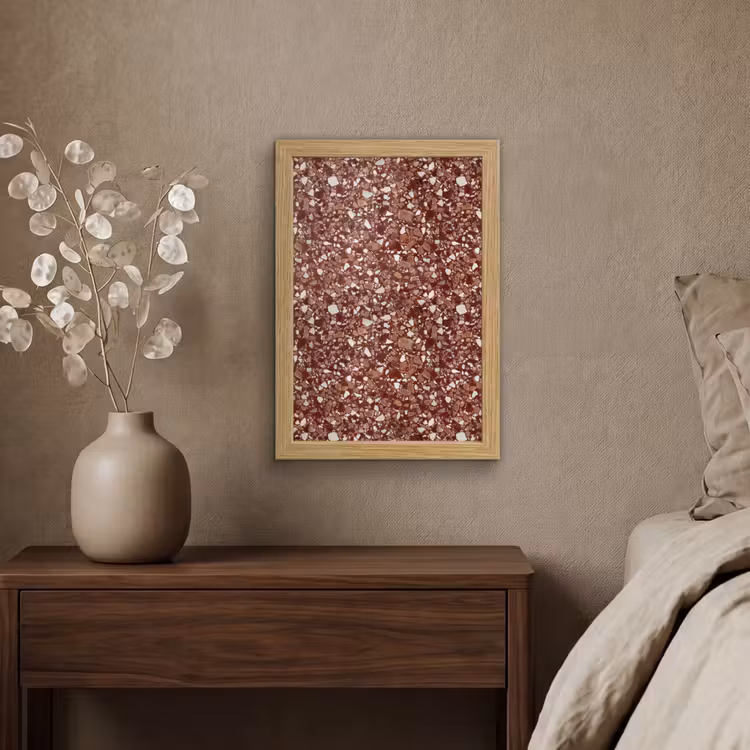 Poster met lijst - Terrazzo - Patroon - Steentextuur - Roodbruin — 4