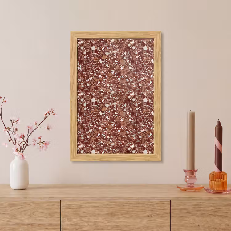 Poster met lijst - Terrazzo - Patroon - Steentextuur - Roodbruin — 5
