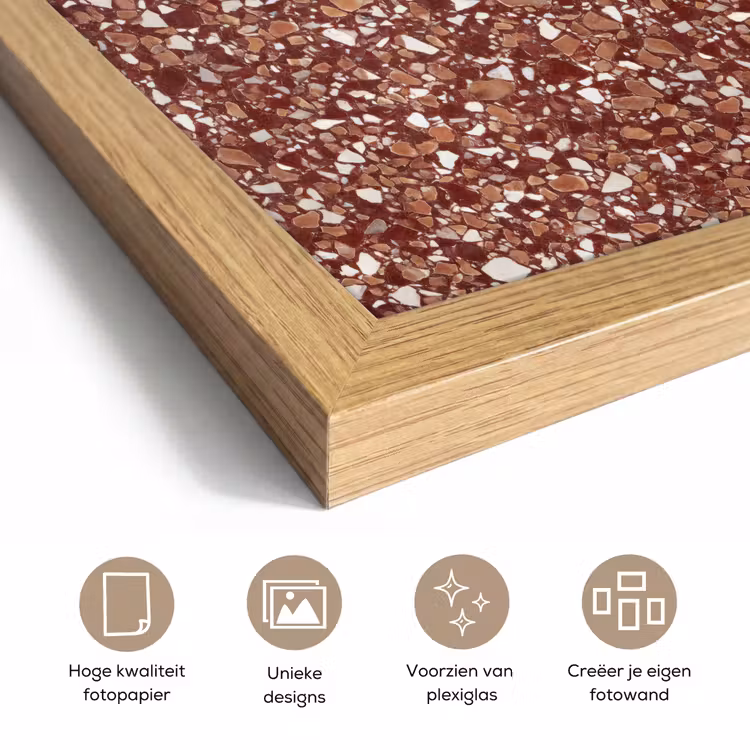 Poster met lijst - Terrazzo - Patroon - Steentextuur - Roodbruin — 6