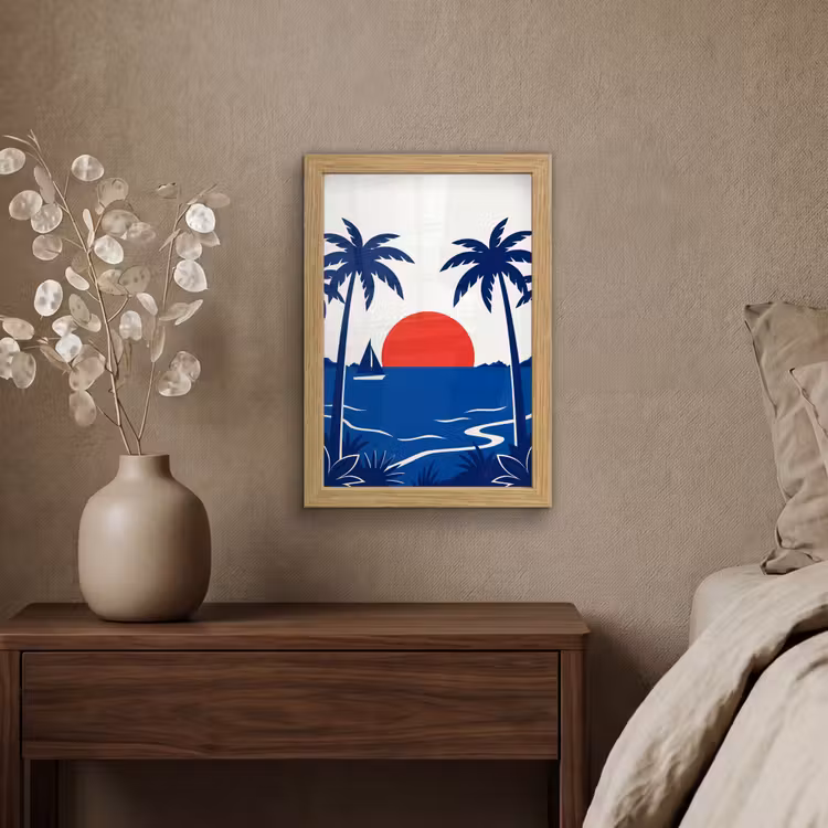 Poster met lijst - Zonsondergang - Zee - Palmboom - Tropisch - Modern — 4