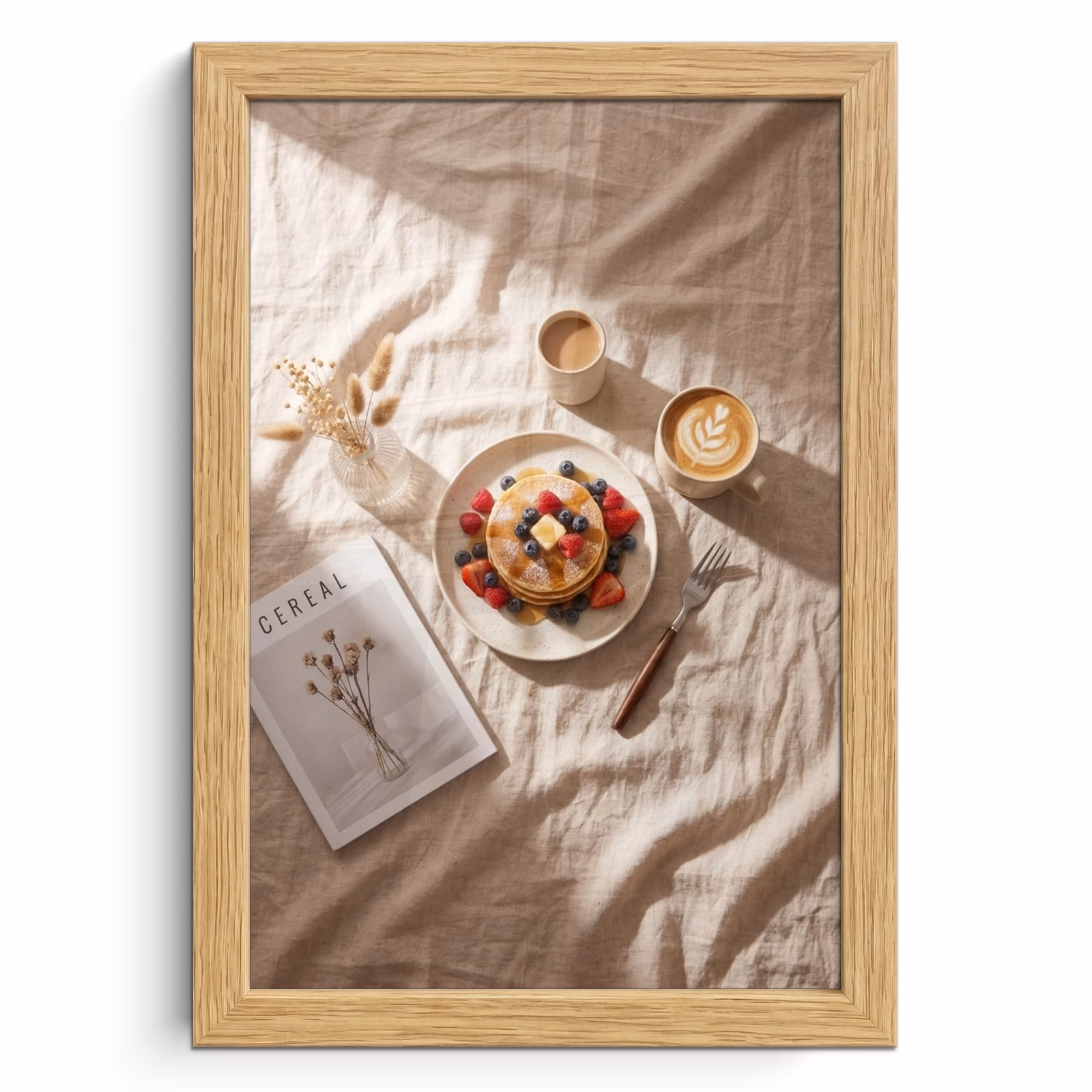 Poster met lijst - Pannenkoeken - Bessen - Ontbijt - Modern - Beige — 1