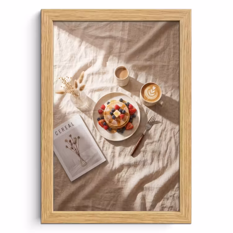 Poster met lijst - Pannenkoeken - Bessen - Ontbijt - Modern - Beige — 1