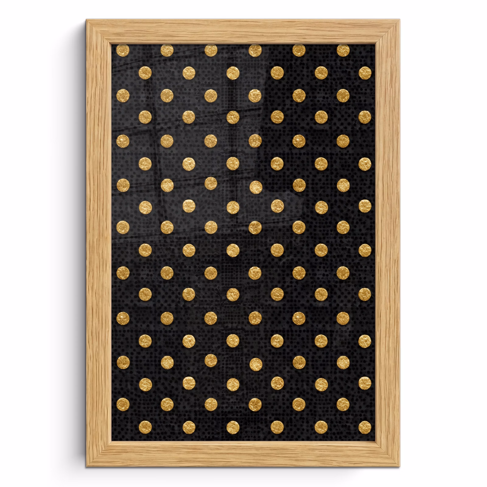 Poster met lijst - Polka Dot - Stippen - Goud - Zwart — 1