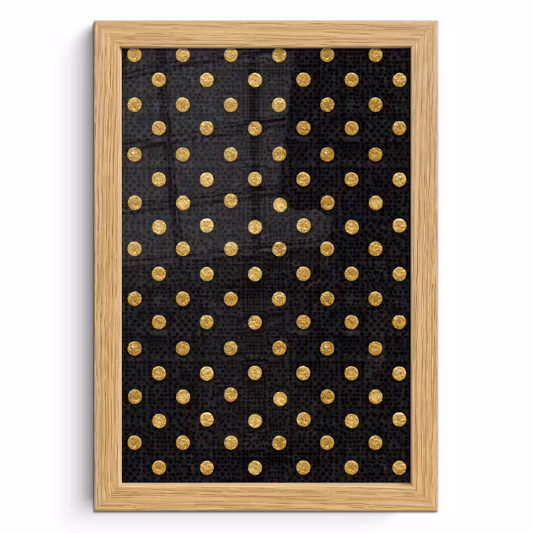 Poster met lijst - Polka Dot - Stippen - Goud - Zwart — 1