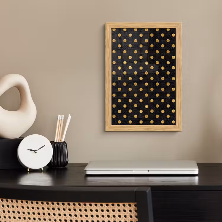 Poster met lijst - Polka Dot - Stippen - Goud - Zwart — 2