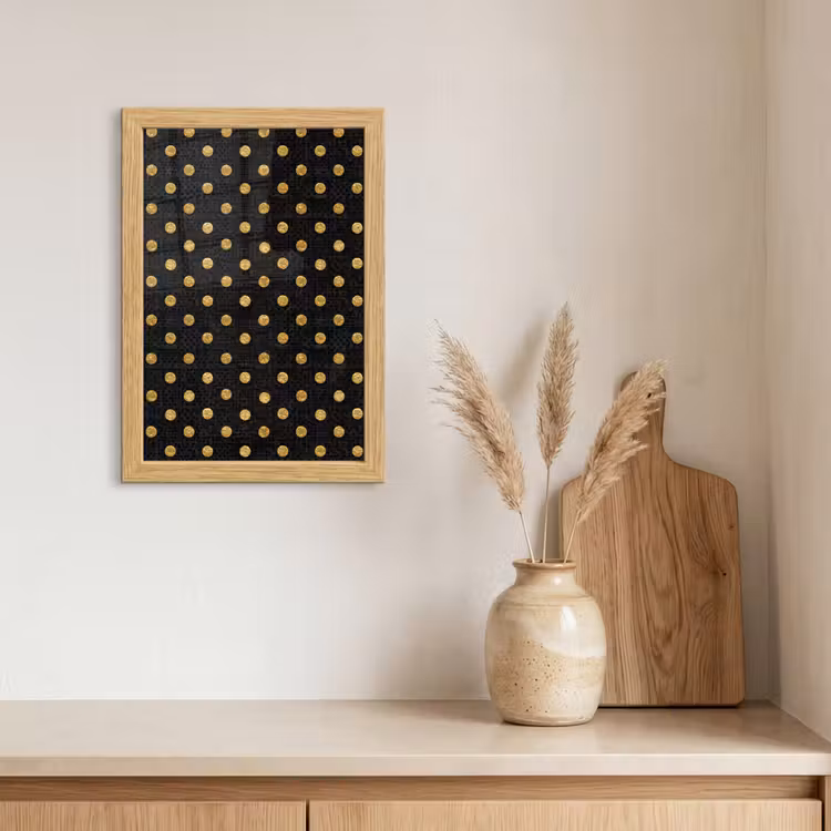 Poster met lijst - Polka Dot - Stippen - Goud - Zwart — 3