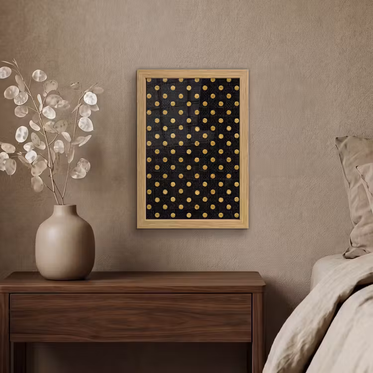 Poster met lijst - Polka Dot - Stippen - Goud - Zwart — 4