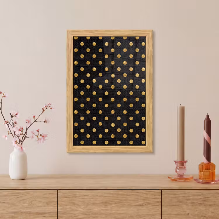 Poster met lijst - Polka Dot - Stippen - Goud - Zwart — 5